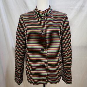 Talbots Rainbow Mandarin Collar Career Striped Blazer, Size 12 Petite